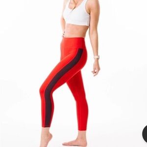 ZYIA Active Red Royalty Stripe Light n Tight High-Rise 28 Inch Leggings Size NWT